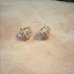 Elegant Floral Gold and Pink Earrings